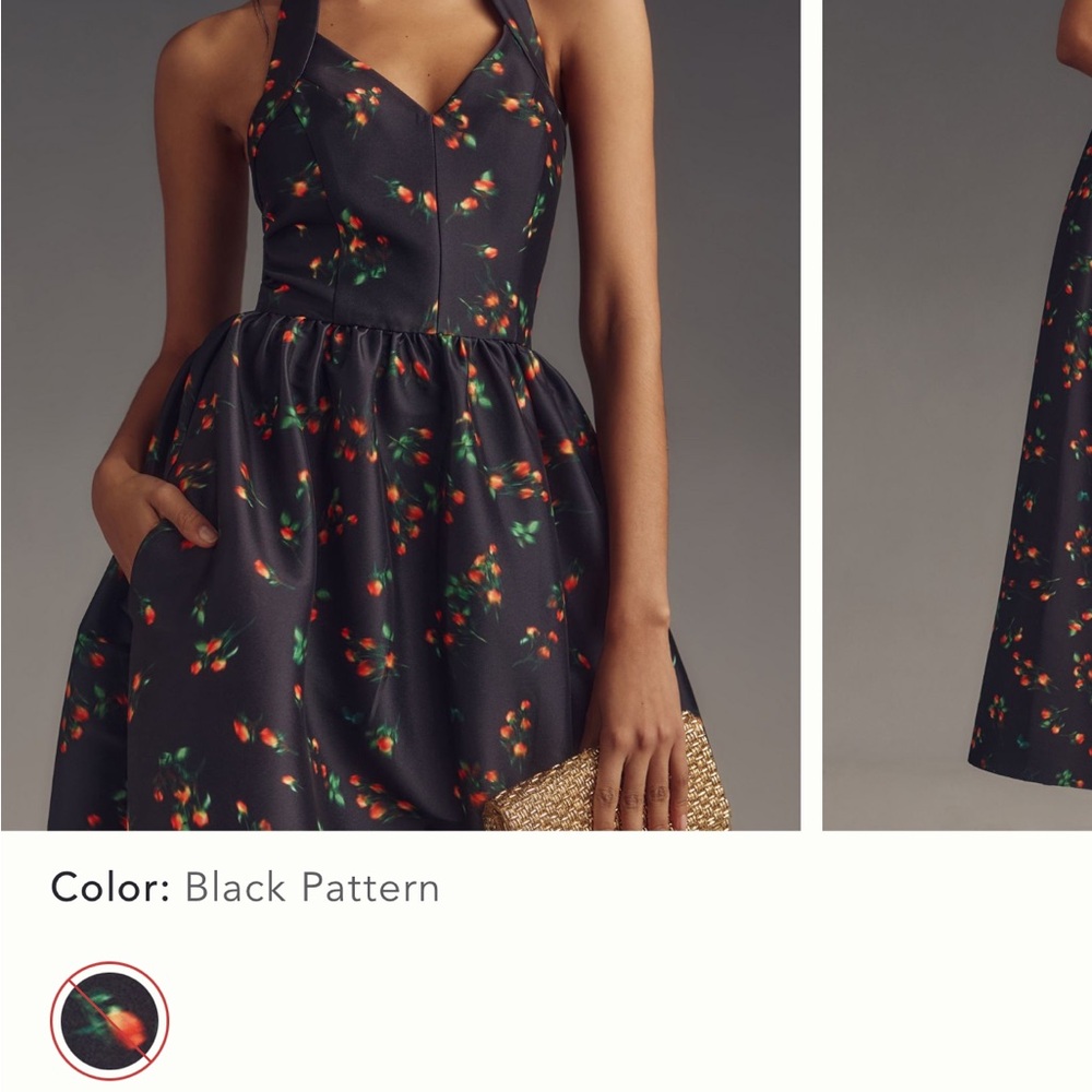 Chic Black Floral Midi Dress